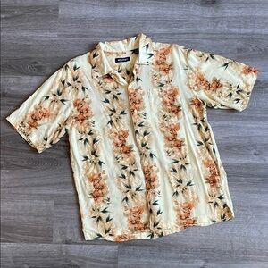 Puritan tropical Hawaiian print short sleeve button down shirt